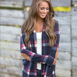 Pink Lily Plaid Cardigan